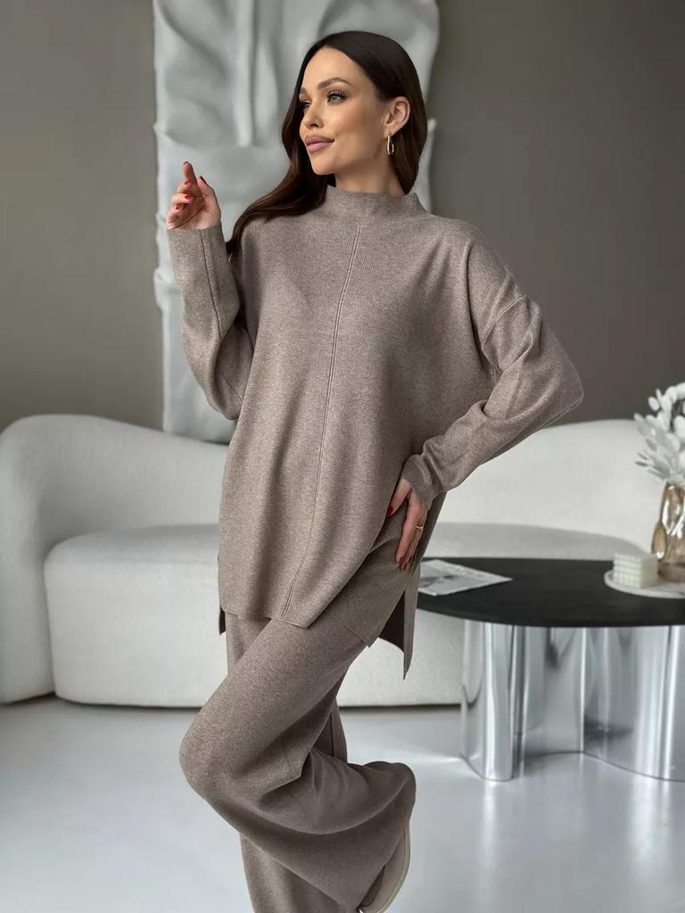 Women's Long Sleeve Loose Casual Trousers And Sweater Suit