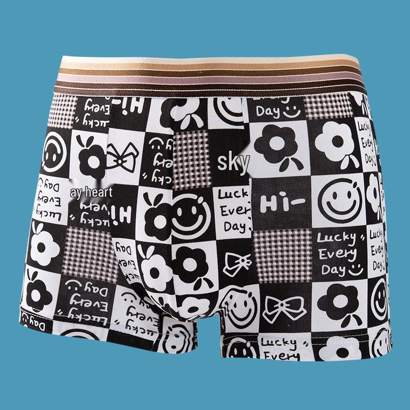 Men's Cartoon Summer Flat-Leg Antibacterial Briefs - Trendy Personality Four-Corner Shorts