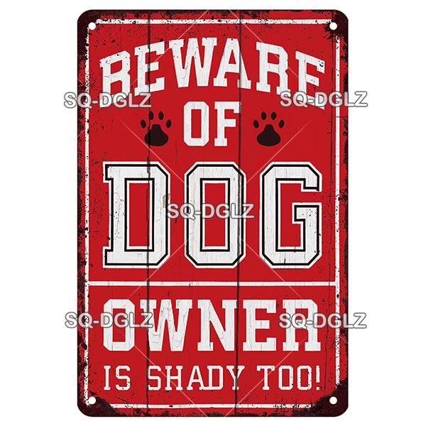 Warning Vintage Metal Sign Beware of Dog Tin Sign Shop Metal Plaque Decoration Plate Decor For Pub Bar Wall Decor Poster Gift