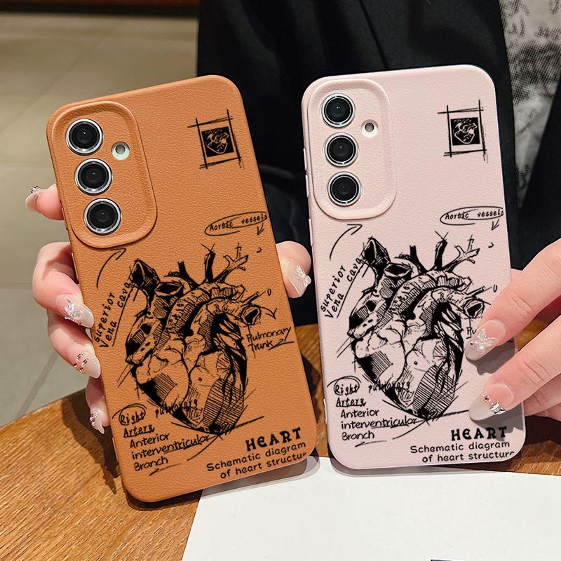 Heart Diagram Case For Samsung Galaxy S24 S25 S26 Ultra S23 S22 S21 FE A17 A37 A57 A15 A16 A26 A34 A35 A36 A54 A55 A56 5G Capa