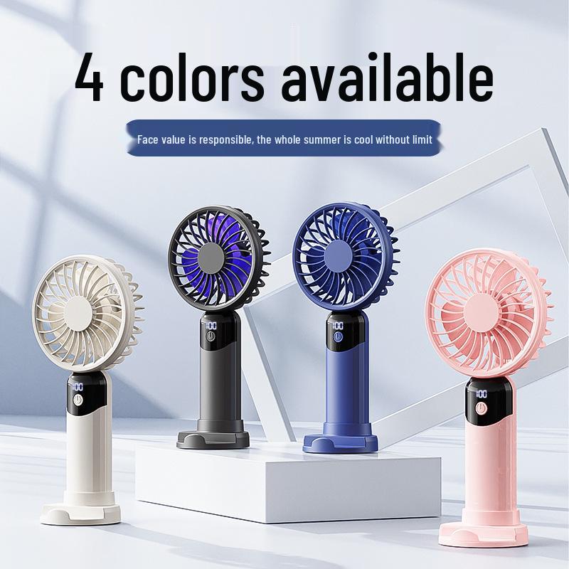 6-Speed Mini Handheld USB Fan: Silent, Strong, Portable with Digital Display – Perfect for Desktop or Travel