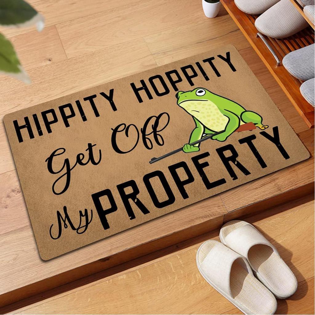 Fun Text Frog Pattern Crystal Velvet Entrance Door Mat Comfortable Dirt-Resistant Wear-Resistant Easy To Take Care Of Universal Floor Mat