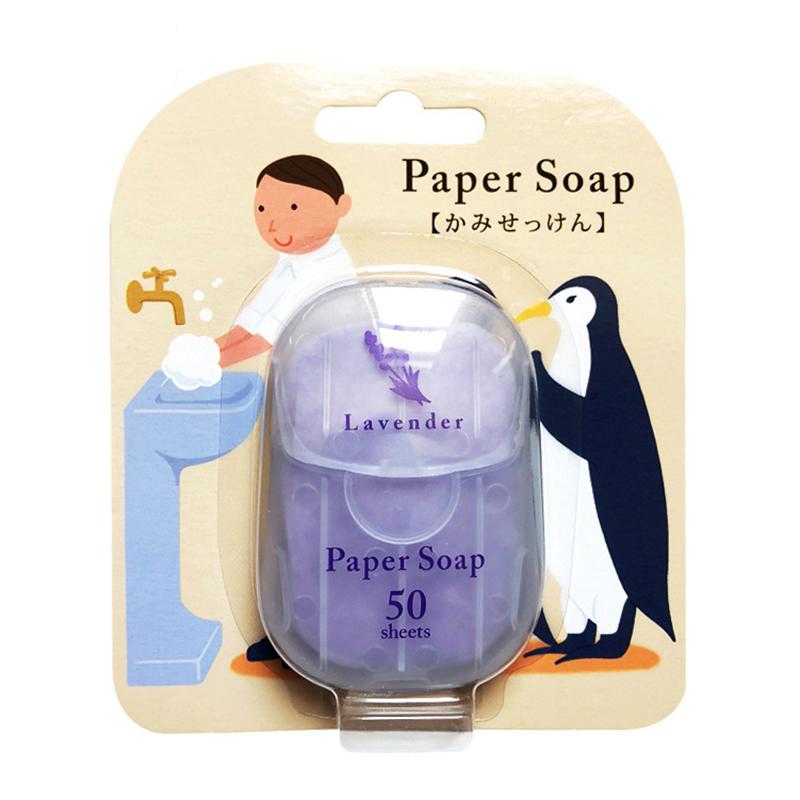50Pcs/Box Portable Disposable Soap Paper Travel Washing Hand Bath Clean Scented Slice Sheets Mini Paper Soap Bathroom Supplies