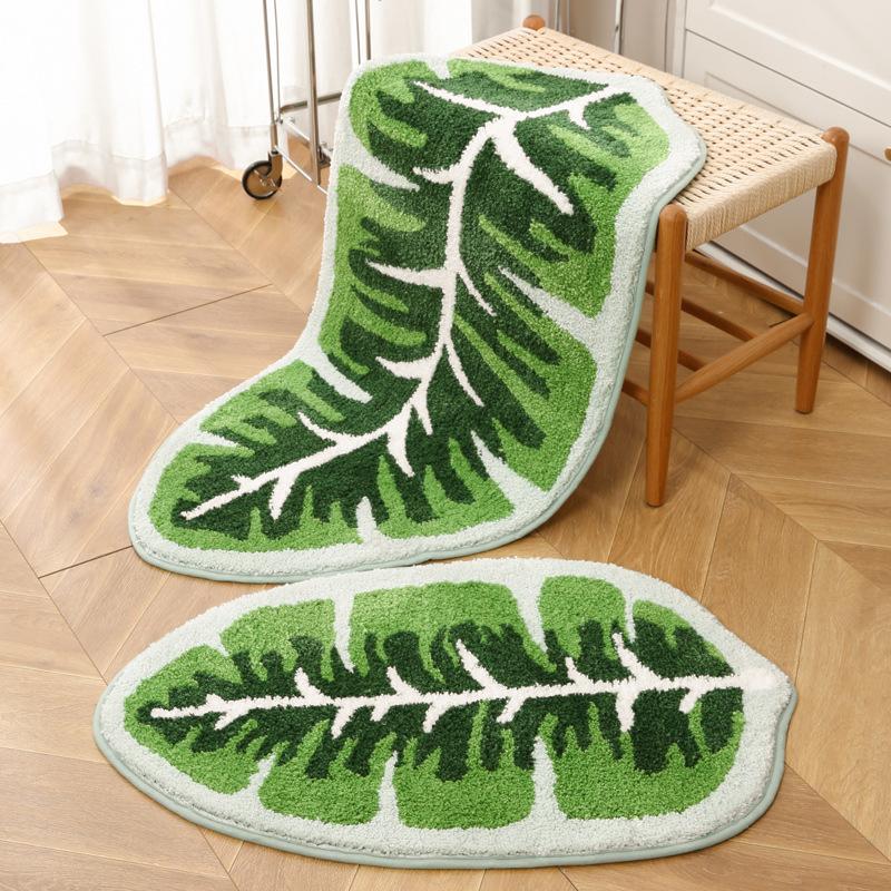 Nordic Ins Green Plant Bath Mat Super Absorbent Non-Slip Bathroom Rug Soft Bedside Carpet for Bedroom Toilet Kitchen Floor Mat
