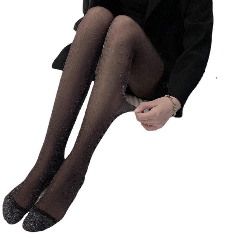 Korean Style Sexy Black Silver Thread Tights - Trendy, Sweat-Absorbing Sheer Stockings