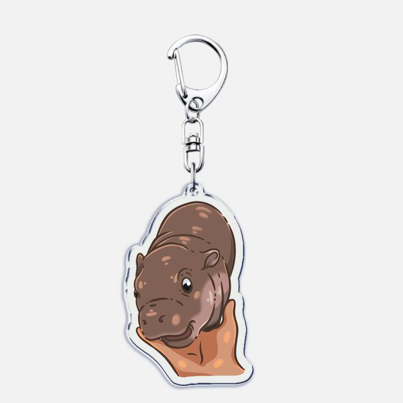 Funny Baby Hippo Cute Keychains Keyring for Accessories Bag Moo Deng Meme Pendant Keyring Jewelry Fans Gifts