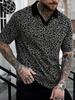 Stylish Leopard Print Short Sleeve Polo Shirt, Trendy Casual Top