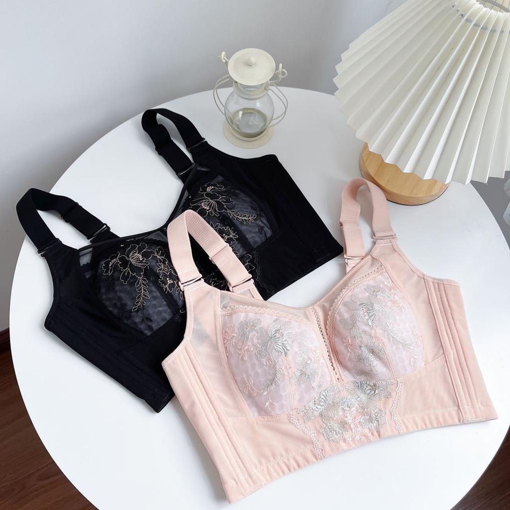 Breathable Bra Women's Thin Cup Bra Breast Retraction Anti-sagging Side-retraction Sexy Large-sized Underwear