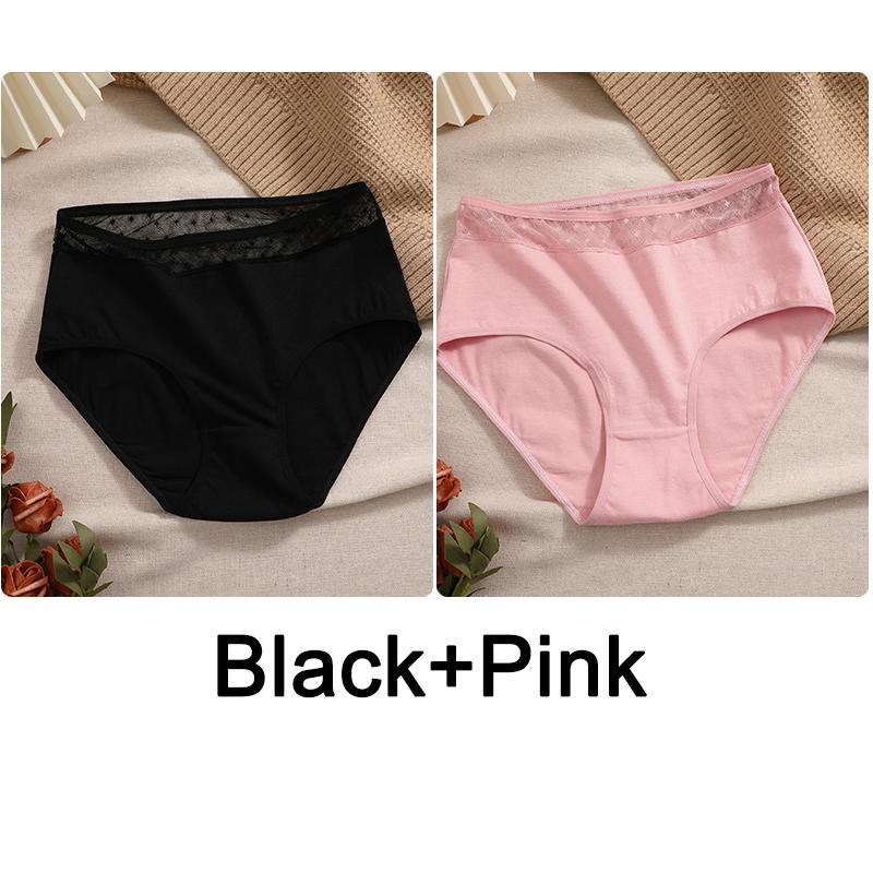 FINETOO 2ks Krajka Transparentní Dámské Spodní Prádlo Bavlněné Kalhotky Sexy Kalhotky Dámské Kalhotky Kalhotky Intimky Ženy Spodní prádlo S-XXXL