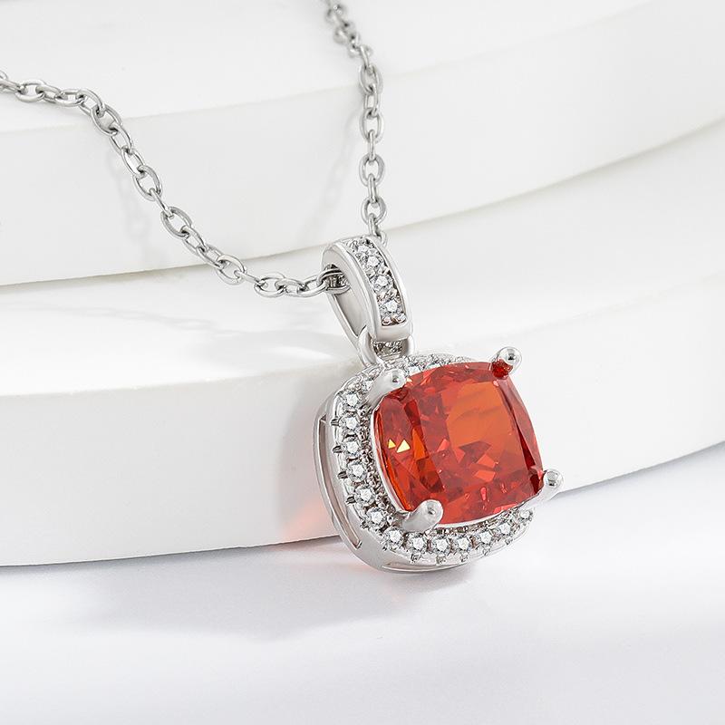 Ice Flower Cut Fat Square Princess Square Bag Zircon Pendant 925 Sterling Silver Ladies Elegant Necklace Birthday JewelryGood Product