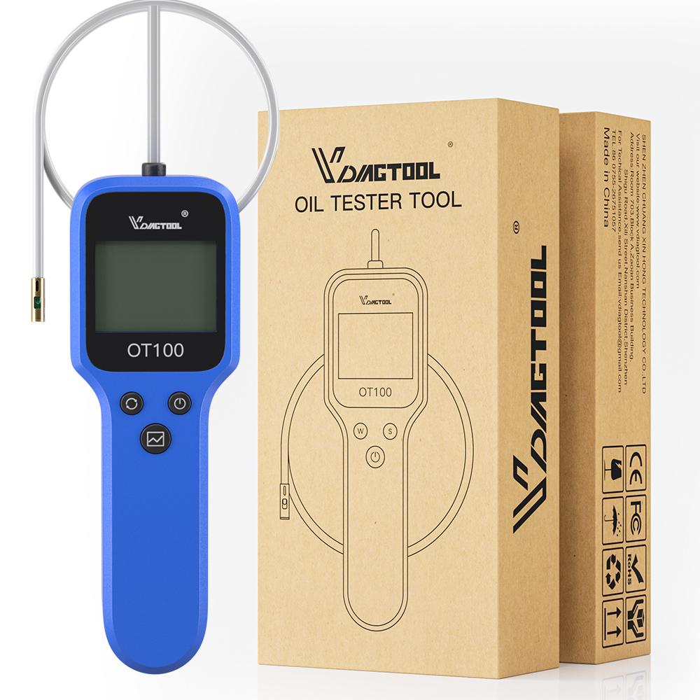 VDIAGTOOL OT100 Engine Oil Tester Auto Check Oil Quality with LED Display Gas Analyzer Inject Brake Fluid Tester Testing Tool without battery