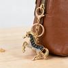 Horse-Shaped Rhinestone Keychain with Carabiner Clip Sparkling Zircon Animal Key Ring for Keys Bags Lucky Symbol for Car Home Decor