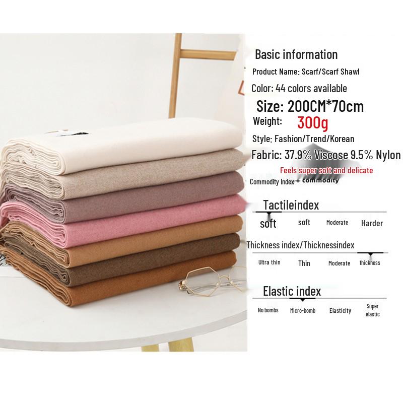 Women's Thick Wool Cashmere Scarf, Autumn/Winter Versatile Unisex Solid Color Shawl, Faux Cashmere, New Thickened Design