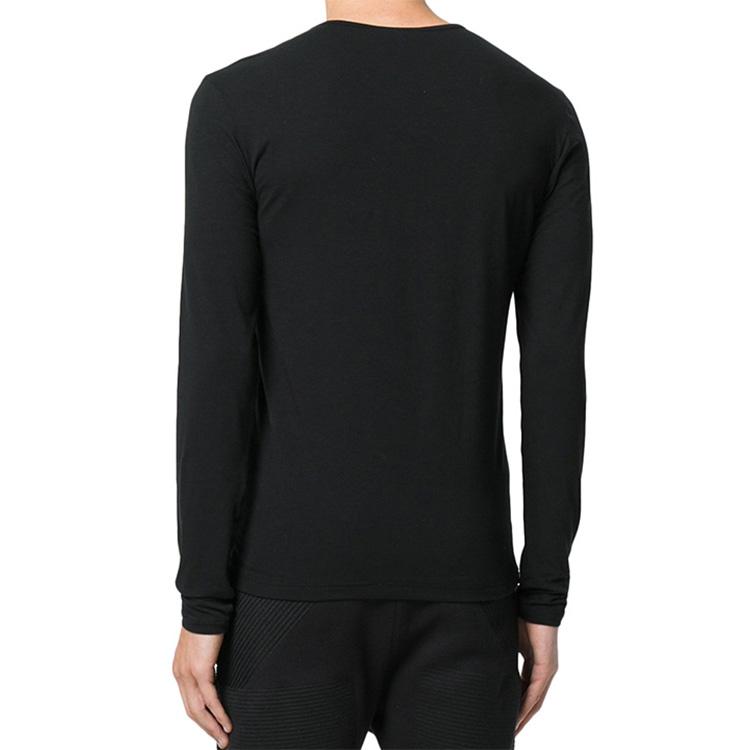 Versace Solid Color Round Neck Slim Fit Long Sleeve T-Shirt Men Tops Black AUU01007-A232741-A1008