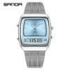 SANDA 3393 Men's Electronic Quartz Watch Fashion Multifunction Dual Display Clock Luminous Waterproof Casual Men Digital Watches