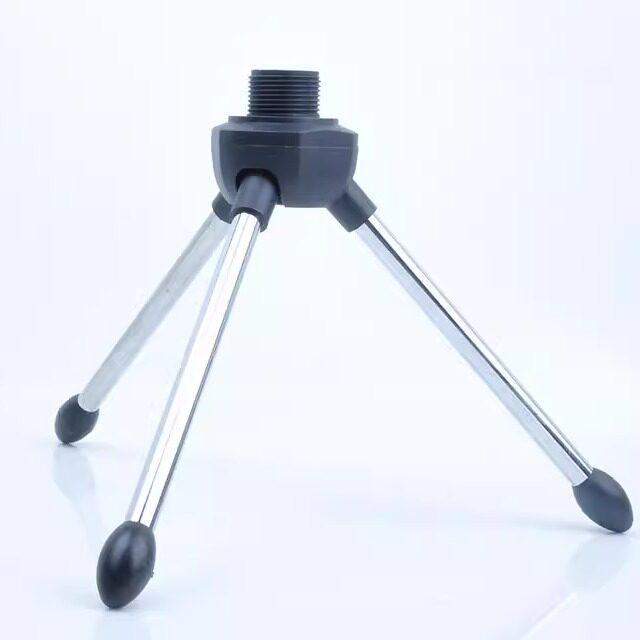 

Medium Silver Chrome Foldable Desktop Mic Tripod with O-Type Black Clip
