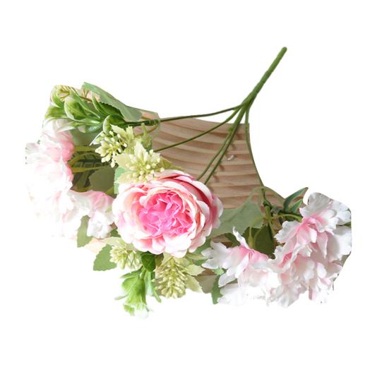 Mixed Artificial Flower Bouquet Faux Silk Rose Hydrangea Flowers with Stem Fake Wedding Bouquet for Bridal Floral Arrangement Home Table Centerpiece