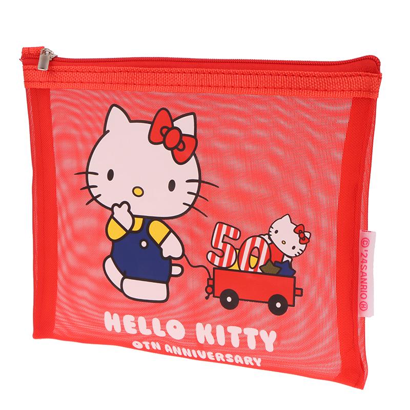 Hello Kitty Transparent Mesh Cosmetic Bag Sanrio Kt Cat Makeup Bag Travel Clutch Bag Sundry Storage Bag