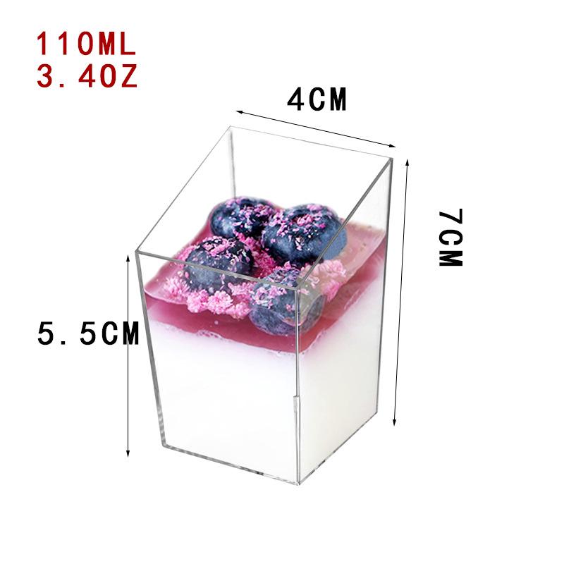 Square Transparent Disposable Dessert Cup - Perfect for Pudding, Jelly, Mousse, and Ice Cream.