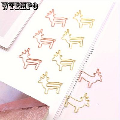 20pcs Creative Paper Clips Cute Bookmark Clips Golden Rose Gold Paperclips for Document Organizing Office Supplies