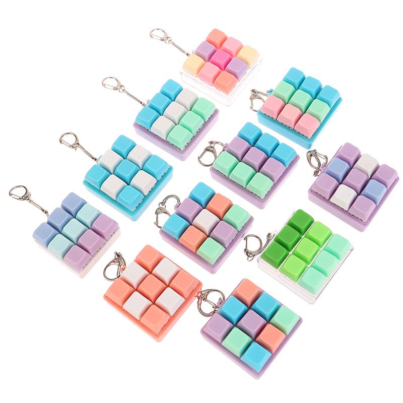 9 Taster Firkantede Tastaturtaster Nøkkelring Fidget Leke Fest Stresslindring DIY Tastaturtaster Leke Tastaturhetter Fingerknapp Fidget