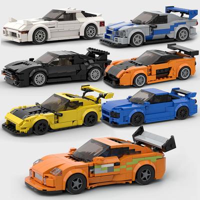 MOC F1 City Speed Sports Champion Racing Car Building Blocks Brick R34 RX-7 Vehicle Supercar Fast & Furious MK4 Supra Kids Toys