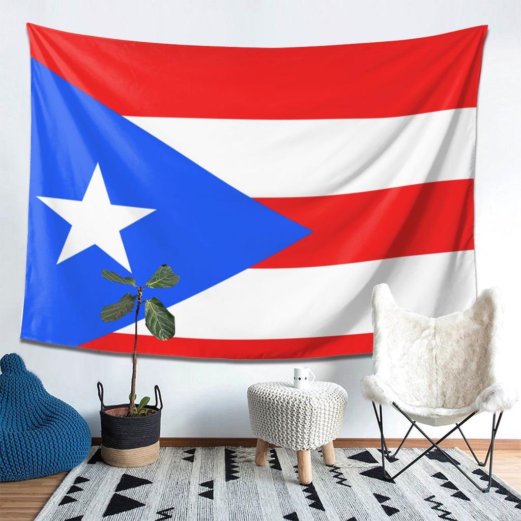 Puerto Rico Flag Tapestry Decor Art Aesthetic Tapestries for Living Room Bedroom Home Wall Cloth Wall Hanging
