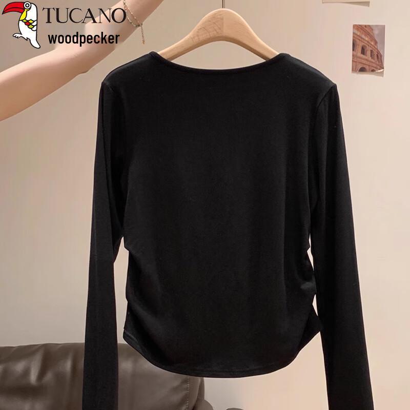 Woodpecker Women's Ribbed V-Neck Long Sleeve T-Shirt
