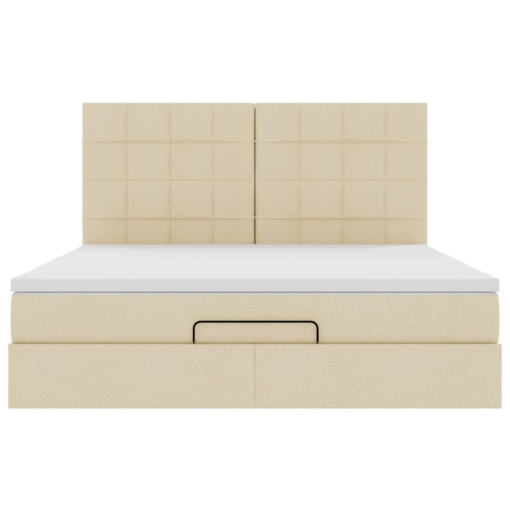 Enjoy Restful Nights with This Ottoman Bed with Mattress and LEDs In Cream Color 160x200 Cm Fabric