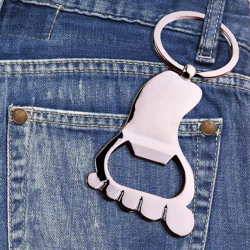 Best Sale Creative Foot Shape Bottle Opener Key Ring Chain Keyring Keychain Beer Bar Tool Accessories Gift Gift for Men and Women