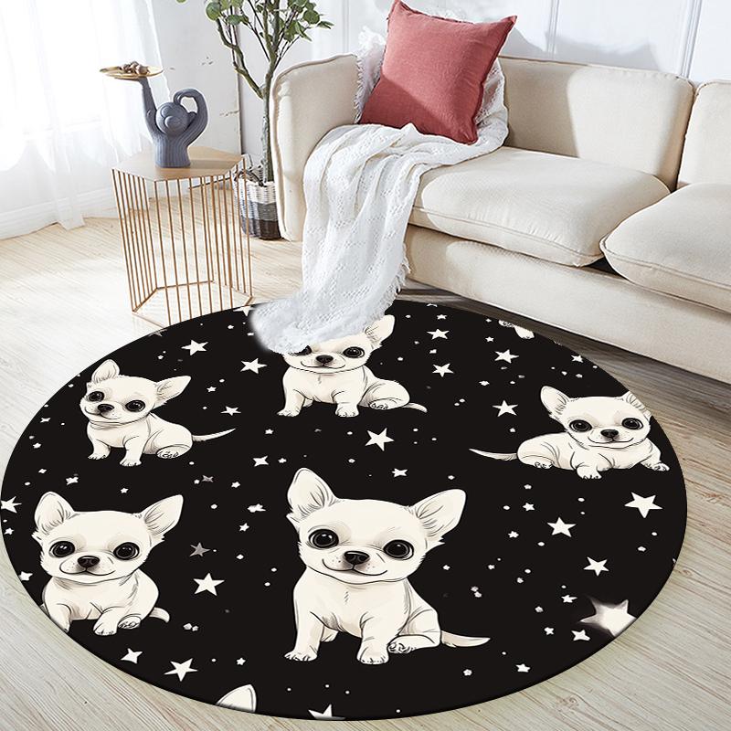 Chihuahua pattern round rug,Carpet Rug for Living Room Bedroom Sofa Playroom Decor,Non-slip Floor Mat,Holiday Gifts and Birthday Gifts.