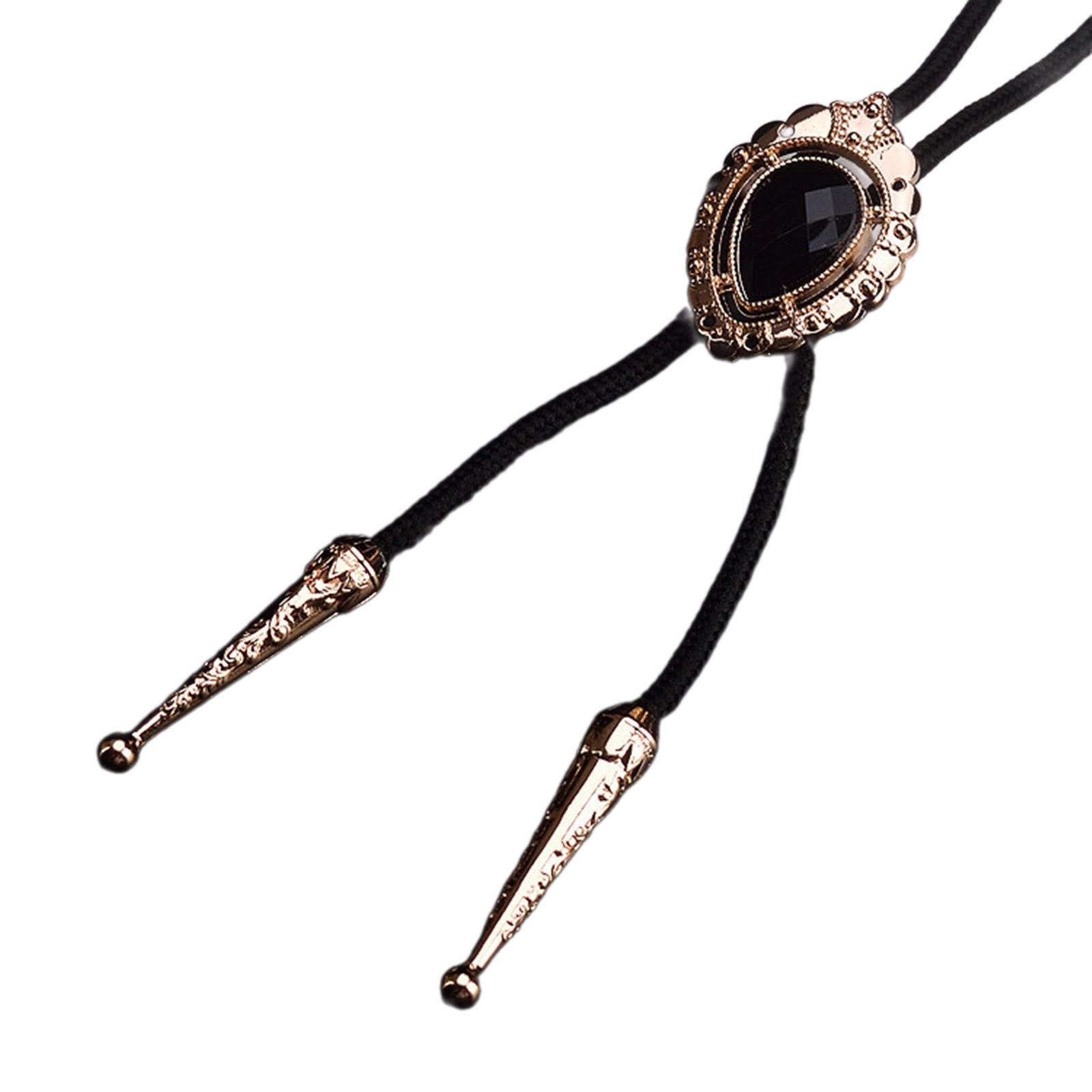 

Черный галстук-боло со стразами для мужчин женщин жениха свадебное ожерелье западный ковбойский галстук-боло для рубашки B