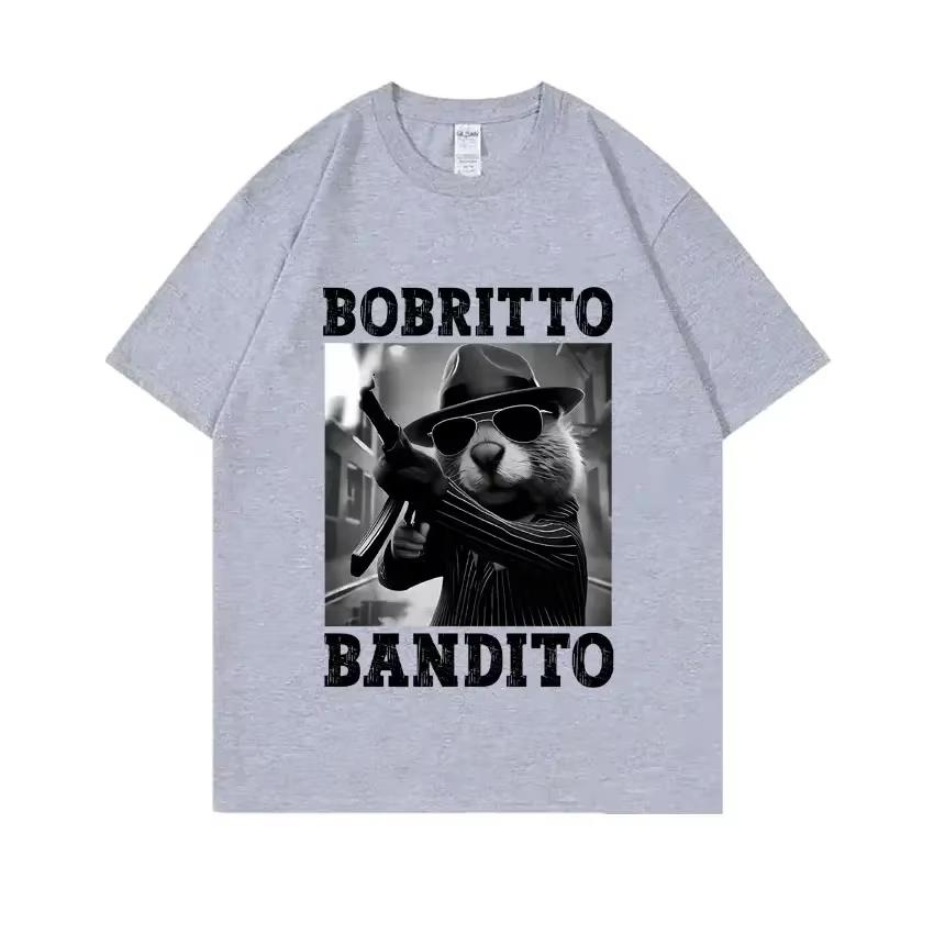 Bobritto Bandito Lustiges Biber Meme Damen Sommer Rundhals Kurzarm T-Shirt Lässiges Humorvolles Oberteil Bequemes Damen T-Shirt