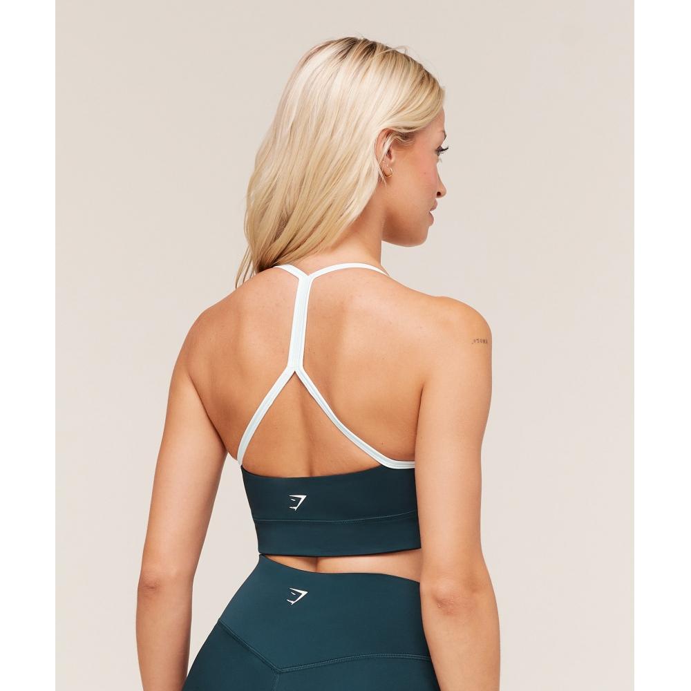 Gymshark Piping Sports Bra Deep Petrol Blue Smoke Blue Soft White B4c6h Udxp
