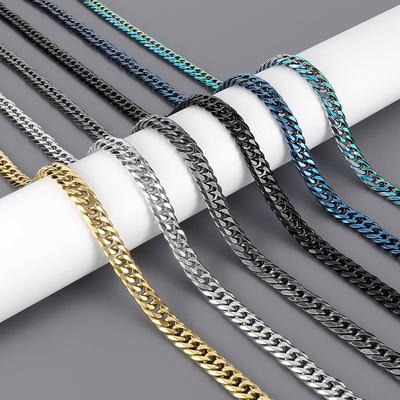 Biżuteria Trendowa Klamra Biżuteria, Styl Hip Hop 12mm Przycięty Szyfrowany Podwójnie Splotiony Łańcuch Dżinsowy Stal Tytanowa Męski Naszyjnik
