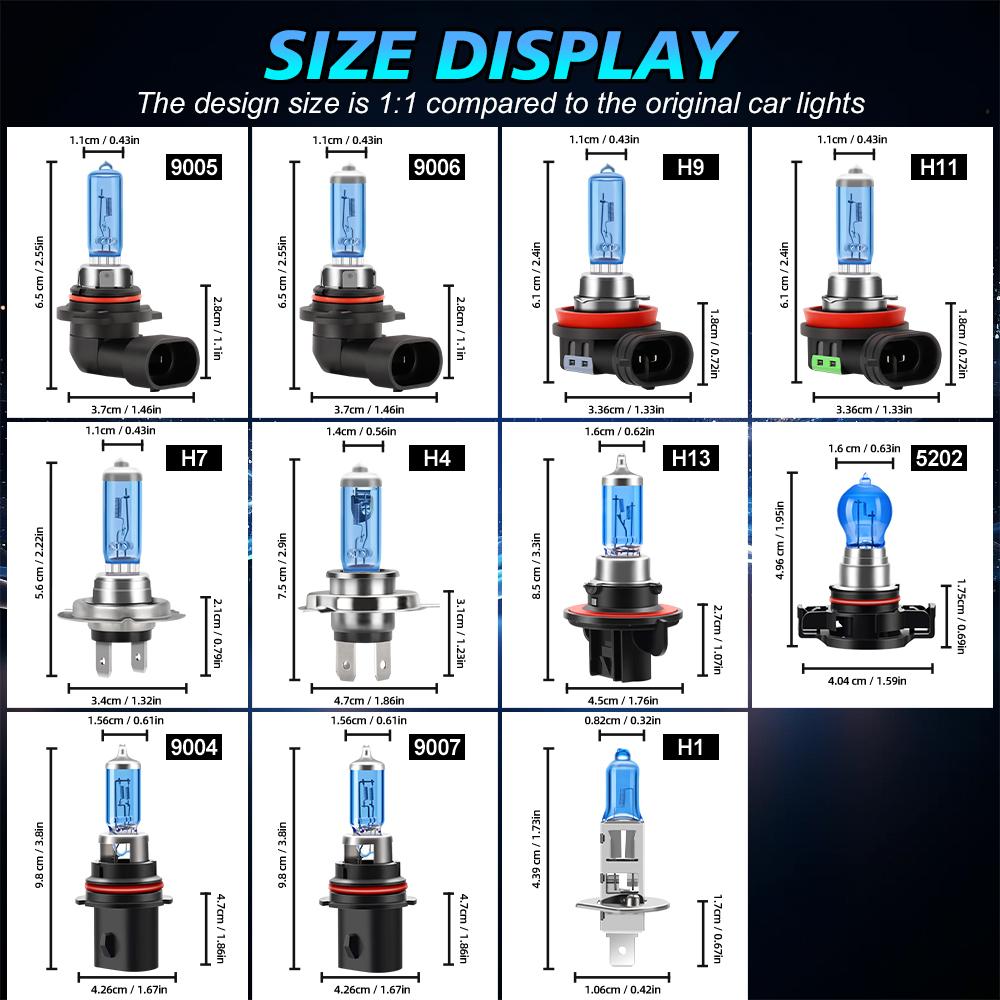 H4 H7 Car Halogen Headlight Car Light Hi/Lo Beam 6000K DC12V 100W Cool Blue Hyper White Bulb 2 Piece Auto Light Lamp