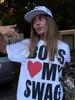 2026 Summer Girls Love My Swag Bold Block Red Heart Front Graphic White Oversized T-Shirt Unisex Hip Hop Street Cotton Tee