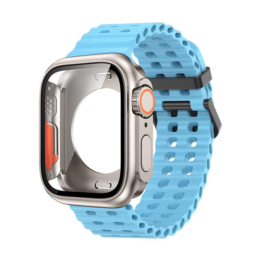 Ocean Silicone Strap+PC Case For Apple Watch Band  Series 11 10 46mm Metal Buckle Sports Bracelet Wristband iWatch 9 8 7 6 5 SE