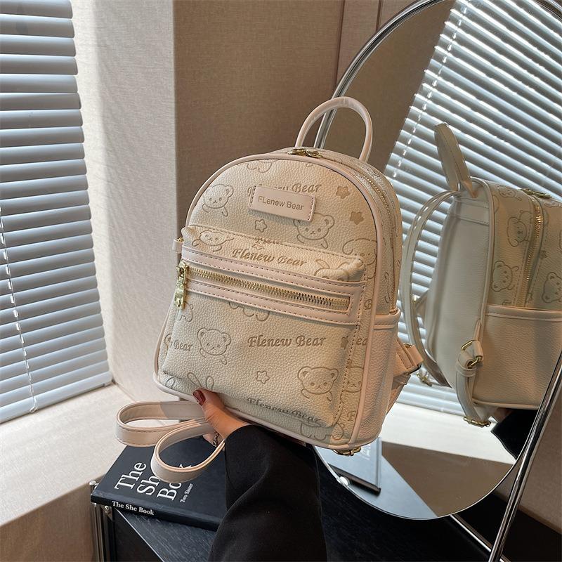 New backpack cute bear casual fashion travel small bag college student commuter travel bag