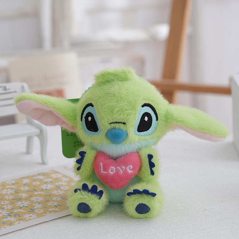 Cute Stitch Hugging Heart With Letter Embroidered Cartoon Plush Doll Pendant For Bag Decor And Collectors