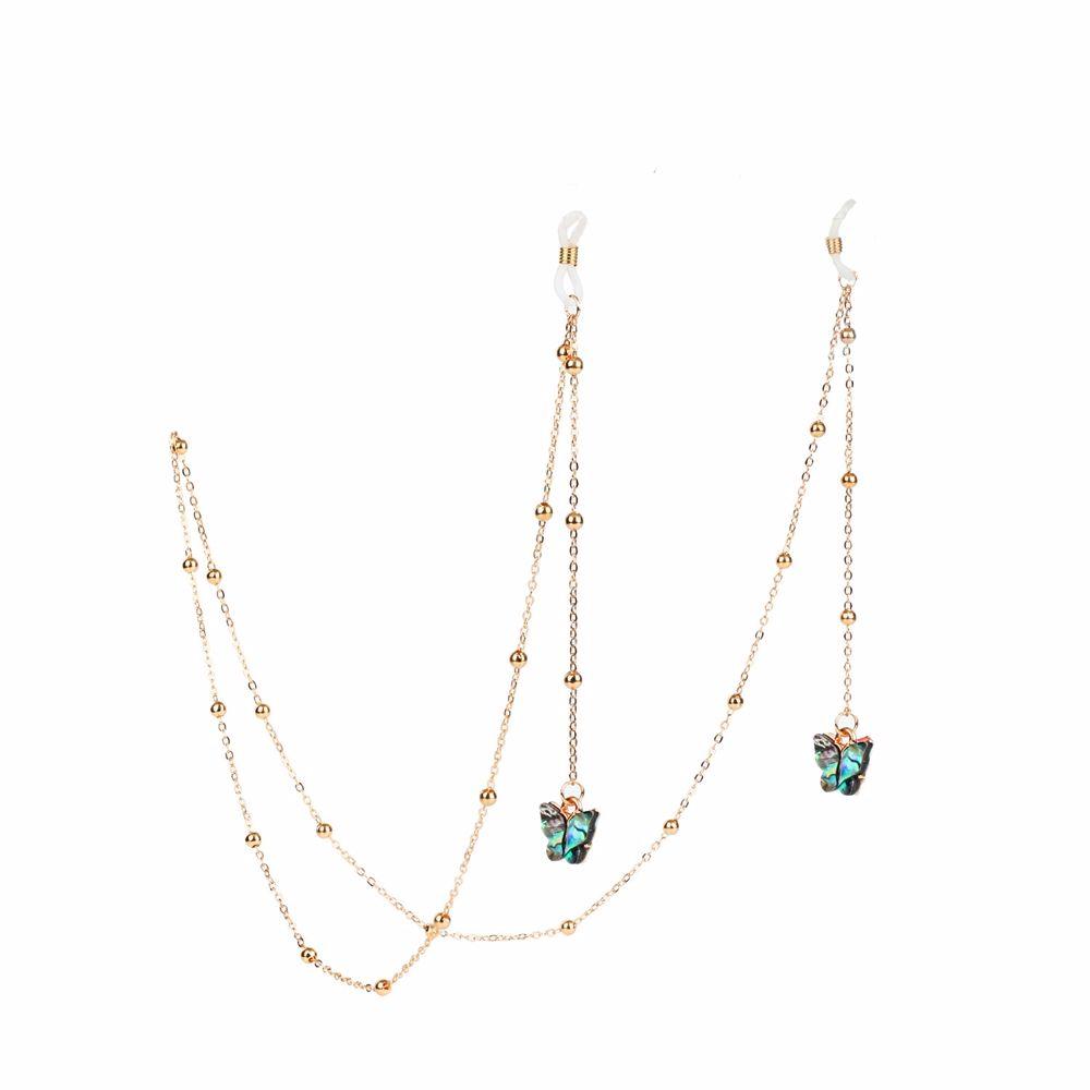 Non-slip Bead Eyewear Anti-lost Butterfly Metal Glasses Chains Neck Strap Mask Hanging Rope