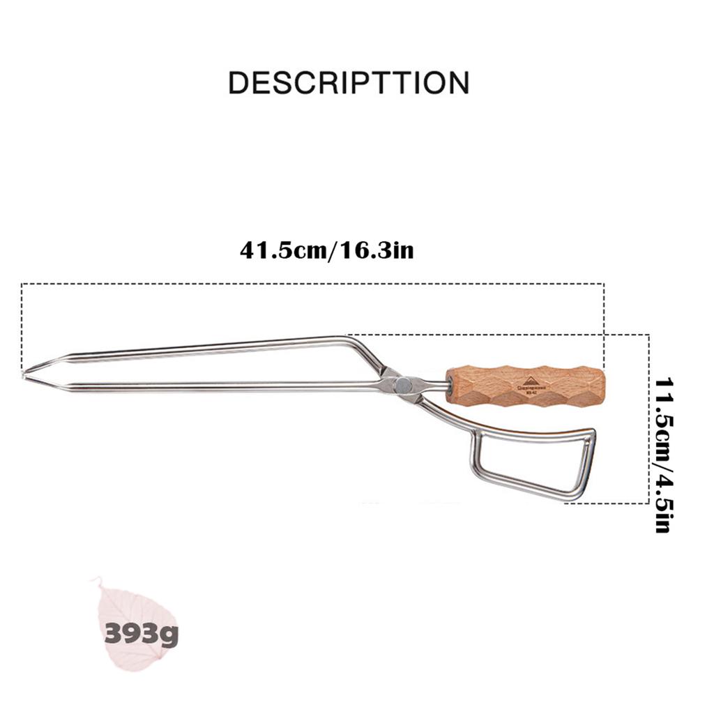 Stainless Steel Wood Grabber BBQ Clamp for Camping Hiking Picnic