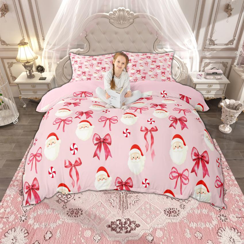 Homewish Girls Boys Christmas Duvet Cover Set, Kawaii Snowman Santa Claus Bedding Set, New  Theme Quilt Cover Set