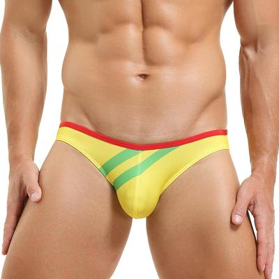 Slip Rayures Diagonales Basse Taille Homme Mode Sexy Bloc de Couleurs Sous-vêtements Serré Respirant Coupe Ajustée Slip