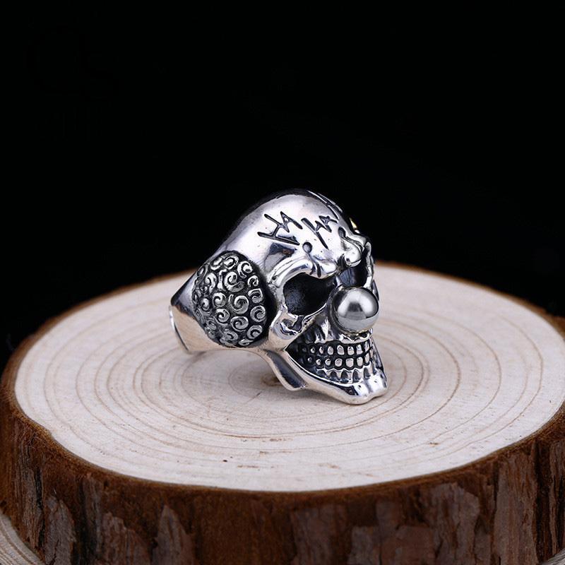 Retro Joker Skull Large Ring For Men Punk Gothic Rock Hiphop Open Ring Biker Accessories Handmade Designer Gift For Man