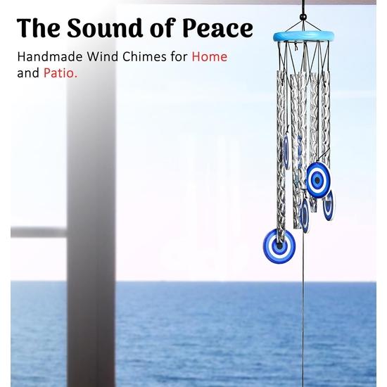 Crocon Wind Chimes for Garden – Soothing Sound & Elegant Décor | Evil Eye Chimes for Positive Energy | Housewarming & Good Luck Gifts