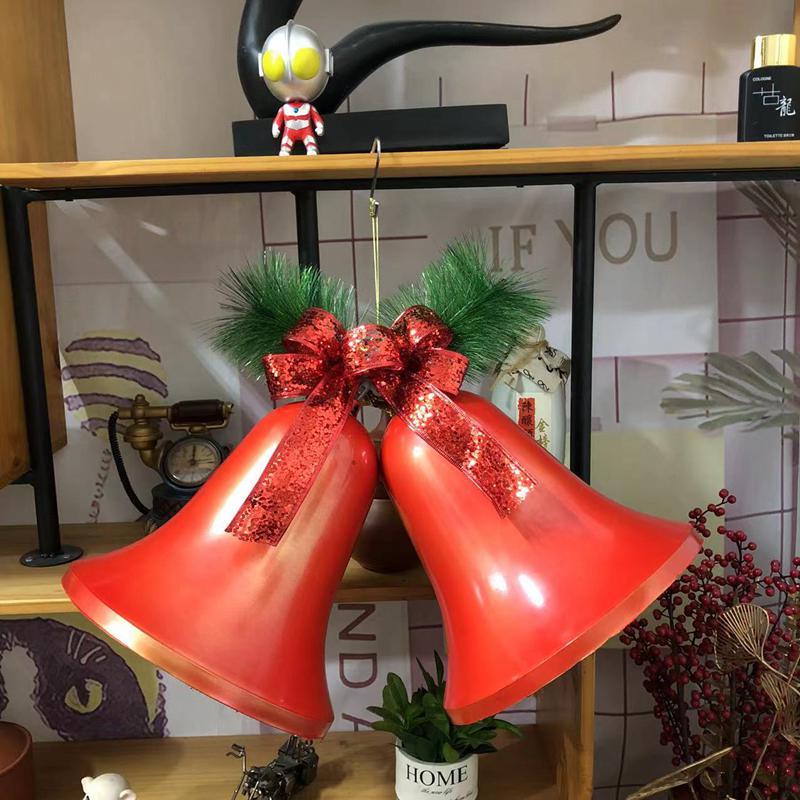 80cm Extra Large Golden Christmas Bell Ornament with Dual Clocks and Speakers for Mall, Hotel, or Bar Decor