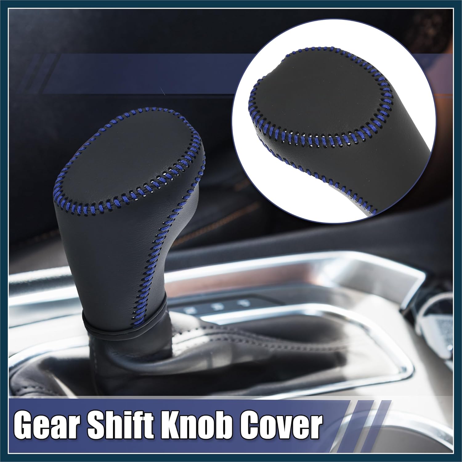 Car Automatic Gear Shift Knob Cover Protector with Blue Thread for Chevy Equinox 2018-2021 for Chevy Malibu 2016-2020 Automotive Parts