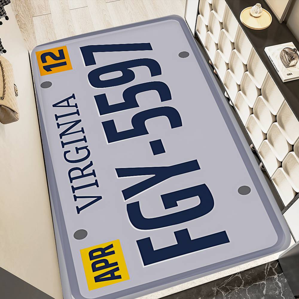 Retro Funny License Plate Number Car Floor Mat Cheaper Anti-slip Modern Living Room Balcony Printed Bedside Mats