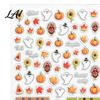 Fall Themed Nail Accessories Art Stickers for Halloween Thanksgiving Autumn Turkey Pumpkin Maple Wearable Manicure Leaf Sticker Embossed Waterproof